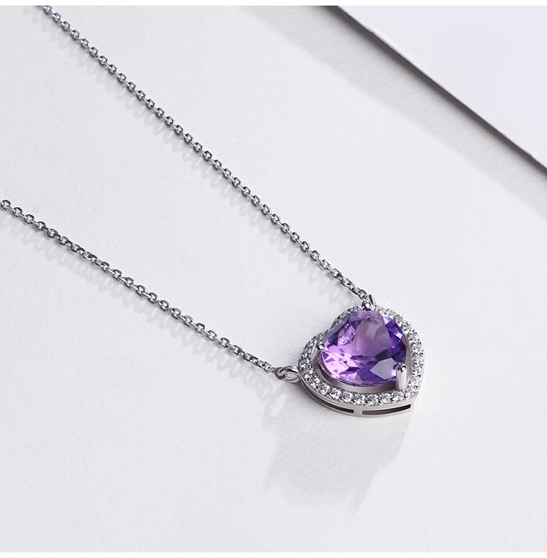 心の癒し 紫水晶ハート ネックレス　パワーストーン アクセサリー 