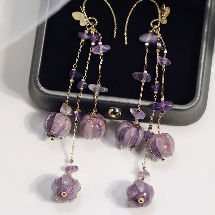 蓮華の雫 揺れるイヤリング　パワーストーン アクセサリー 