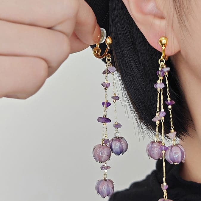 蓮華の雫 揺れるイヤリング　パワーストーン アクセサリー 