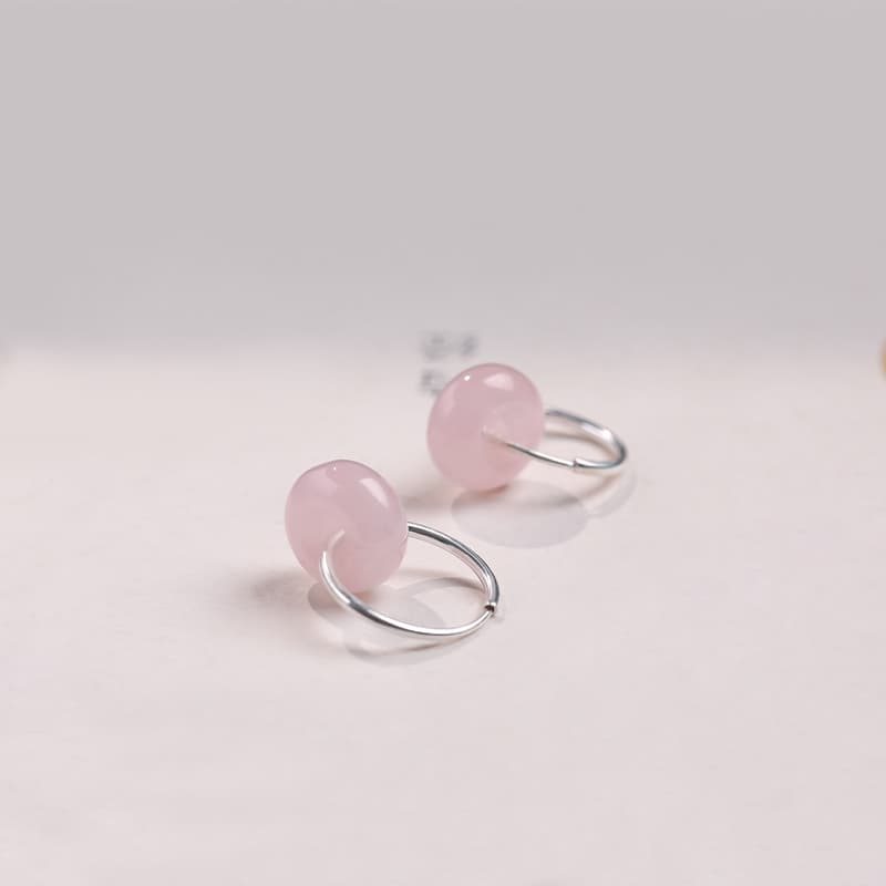 優美なハートフープ 天然石イヤリング　パワーストーン アクセサリー 