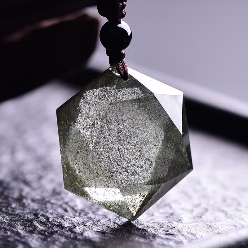 六角形 翡翠風 天然石ペンダント  パワーストーン アクセサリー 