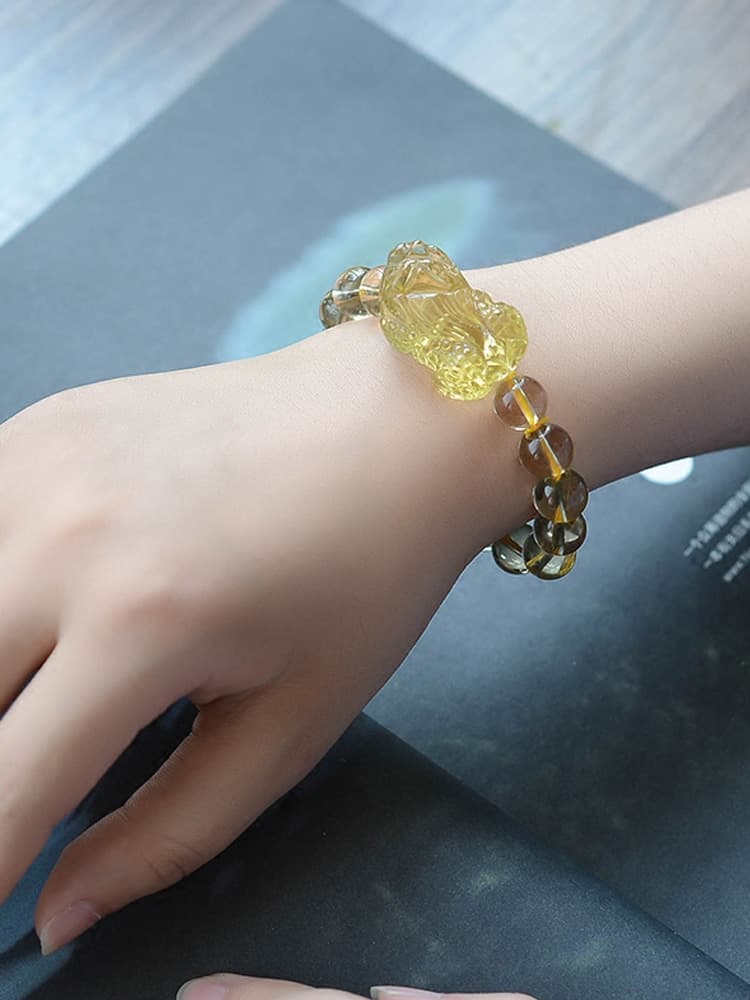 白光守護 縁結び 幸運招来 水晶彫刻ブレスレットパワーストーン アクセサリー 