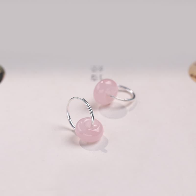 優美なハートフープ 天然石イヤリング　パワーストーン アクセサリー 