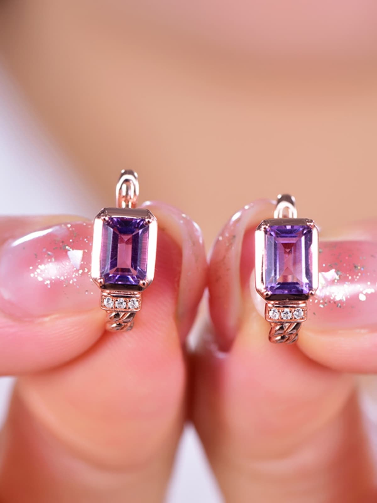 神秘の輝き 紫水晶フープイヤリング パワーストーン アクセサリー 