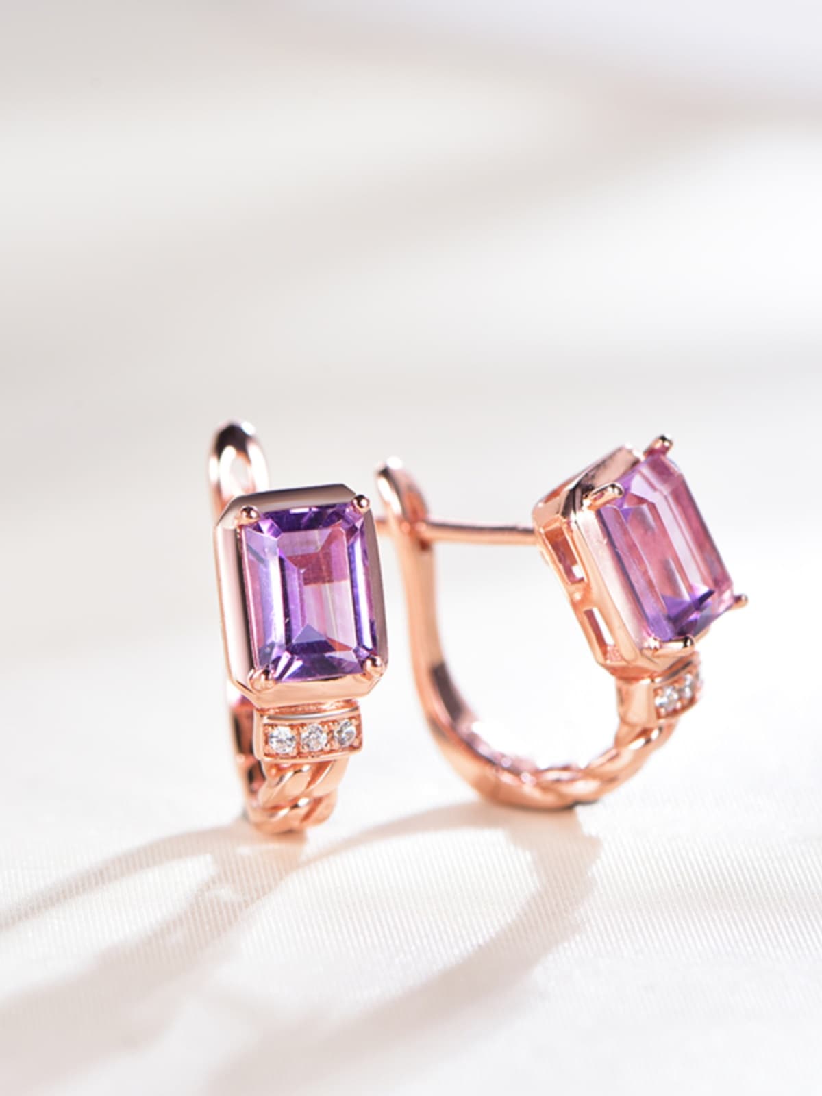 神秘の輝き 紫水晶フープイヤリング パワーストーン アクセサリー 