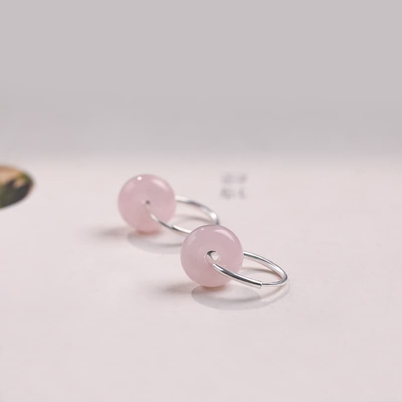 優美なハートフープ 天然石イヤリング　パワーストーン アクセサリー 