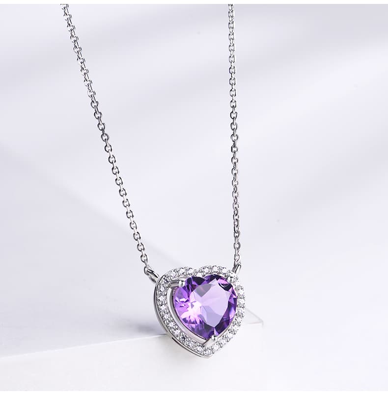 心の癒し 紫水晶ハート ネックレス　パワーストーン アクセサリー 