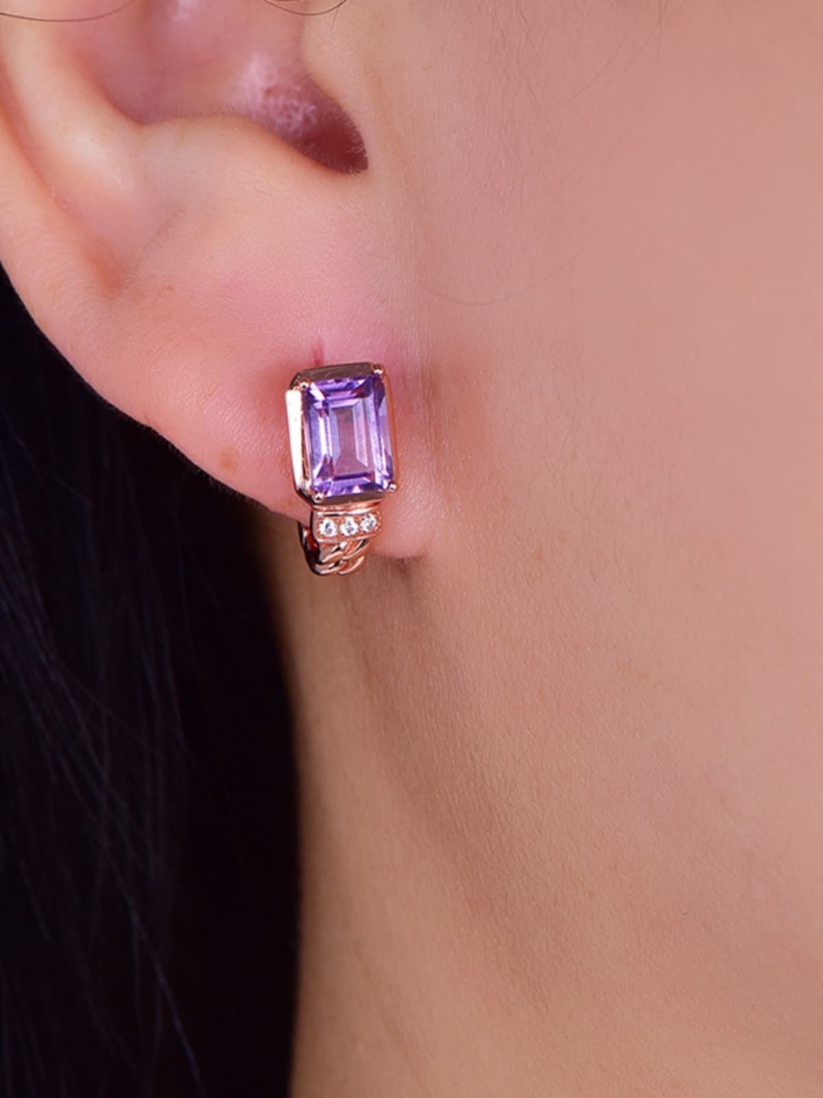 神秘の輝き 紫水晶フープイヤリング パワーストーン アクセサリー 