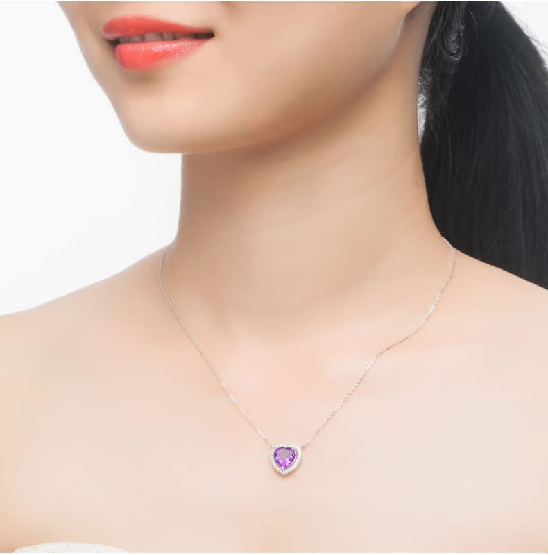 心の癒し 紫水晶ハート ネックレス　パワーストーン アクセサリー 