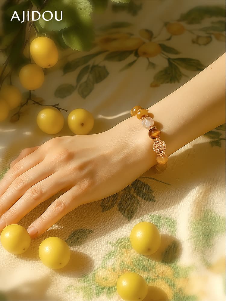 黄水晶 招財守護の御守りブレス パワーストーン アクセサリー 