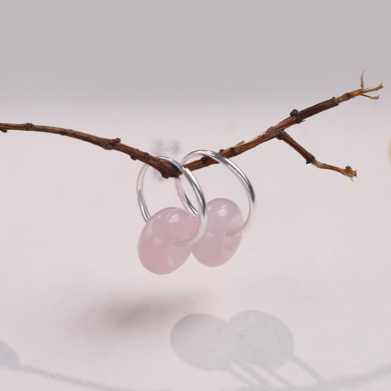 優美なハートフープ 天然石イヤリング　パワーストーン アクセサリー 