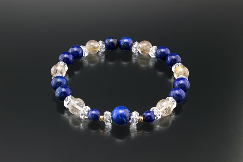 金針水晶とラピスラズリのお守りブレスレット パワーストーン　アクセサリー