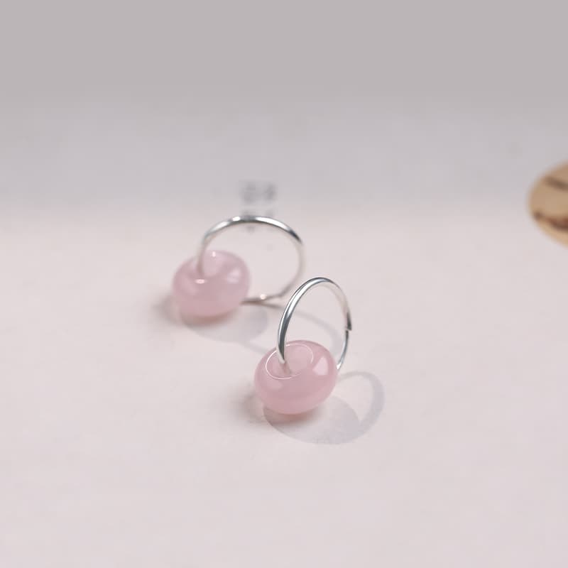 優美なハートフープ 天然石イヤリング　パワーストーン アクセサリー 