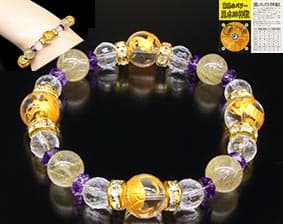 パワーストーン アクセサリー 四神獣彫刻ルチルクォーツブレスレット
