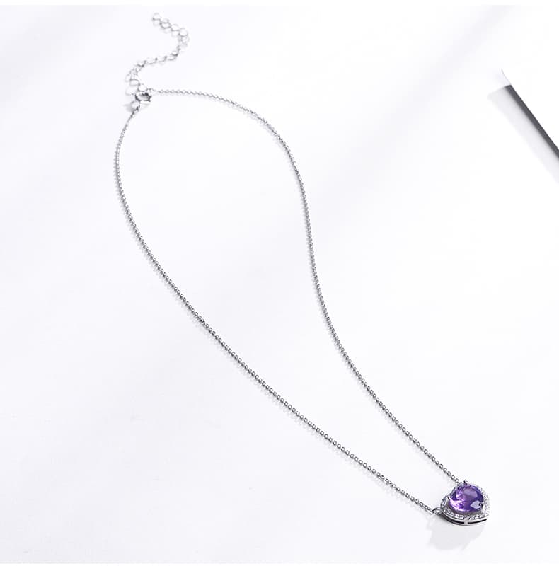 心の癒し 紫水晶ハート ネックレス　パワーストーン アクセサリー 
