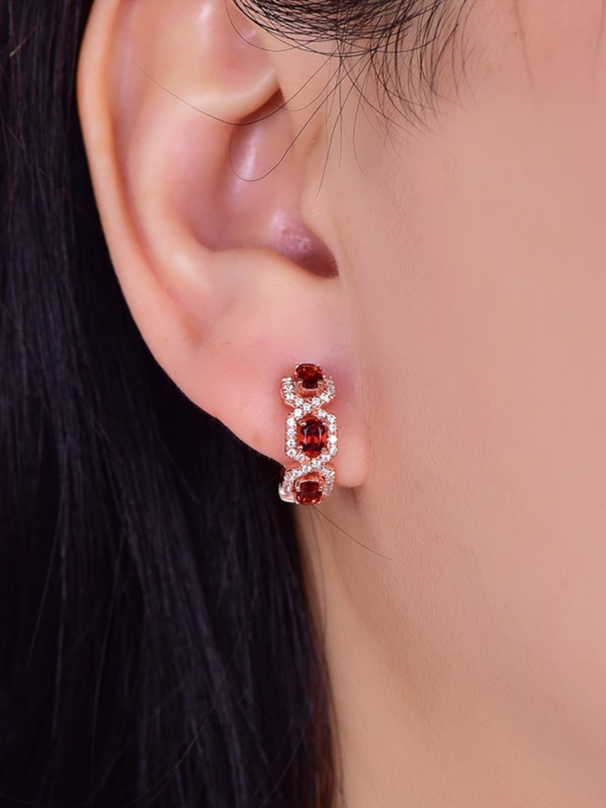 華やか宝石のきらめき フープ型イヤリング　パワーストーン アクセサリー 