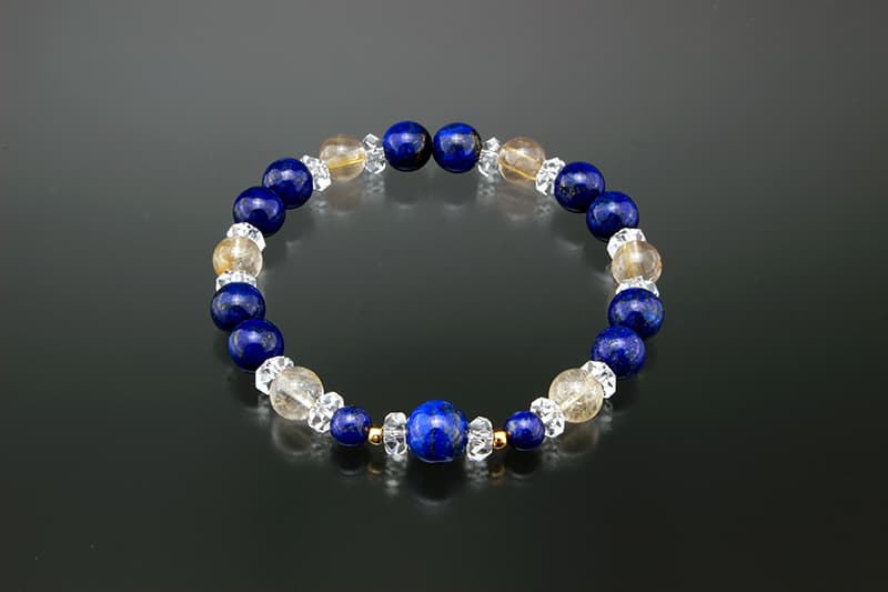 金針水晶とラピスラズリのお守りブレスレット パワーストーン　アクセサリー