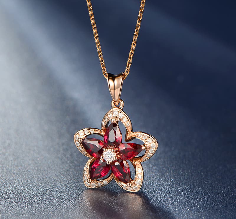 華やか花模様の宝石ネックレス　パワーストーン アクセサリー 