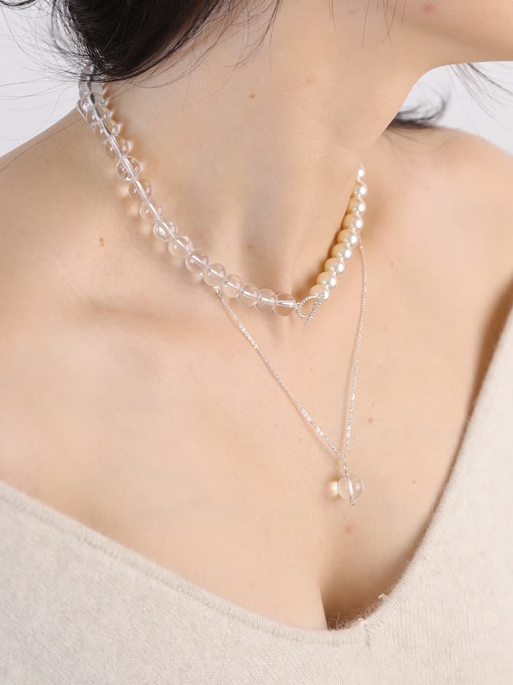 透明感と優雅さの二連ネックレスパワーストーン アクセサリー