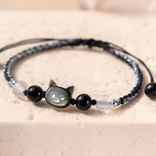 猫守護ブレスレット 縁結びパワーストーン アクセサリー