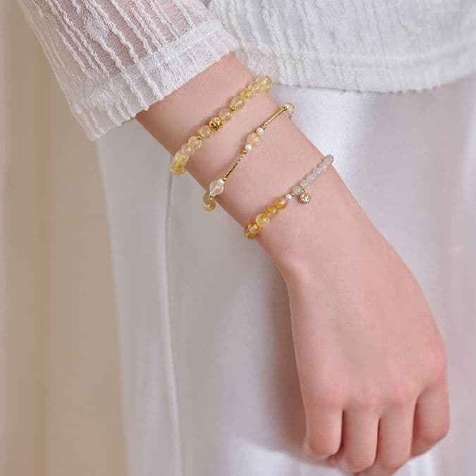 天然水晶招財ブレスレット パワーストーン アクセサリー