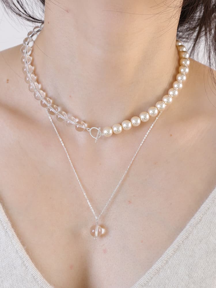 透明感と優雅さの二連ネックレスパワーストーン アクセサリー