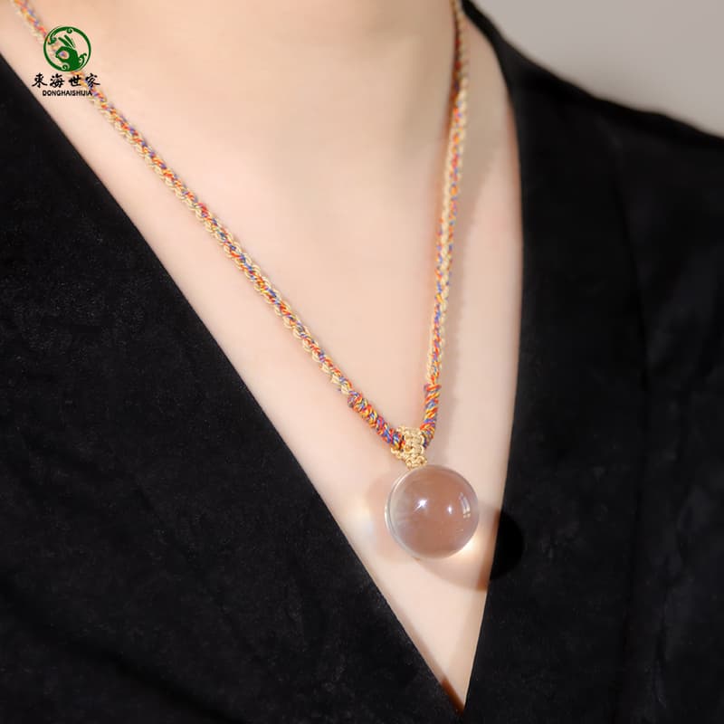 天然水晶 球体ペンダント 彩り組紐ネックレス パワーストーン アクセサリー