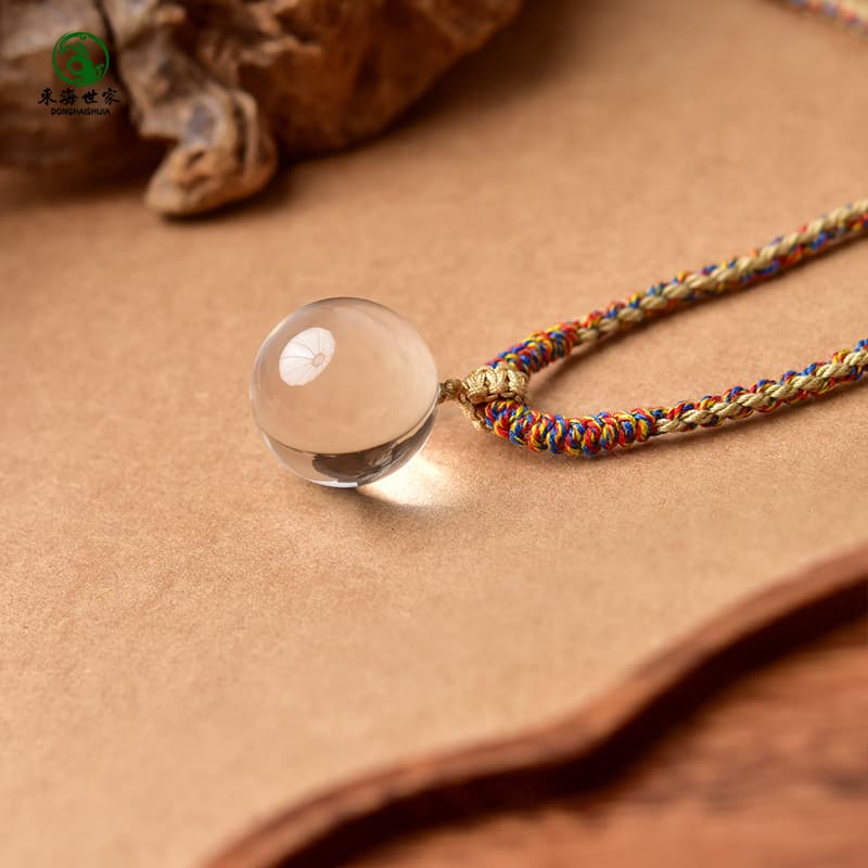 天然水晶 球体ペンダント 彩り組紐ネックレス パワーストーン アクセサリー