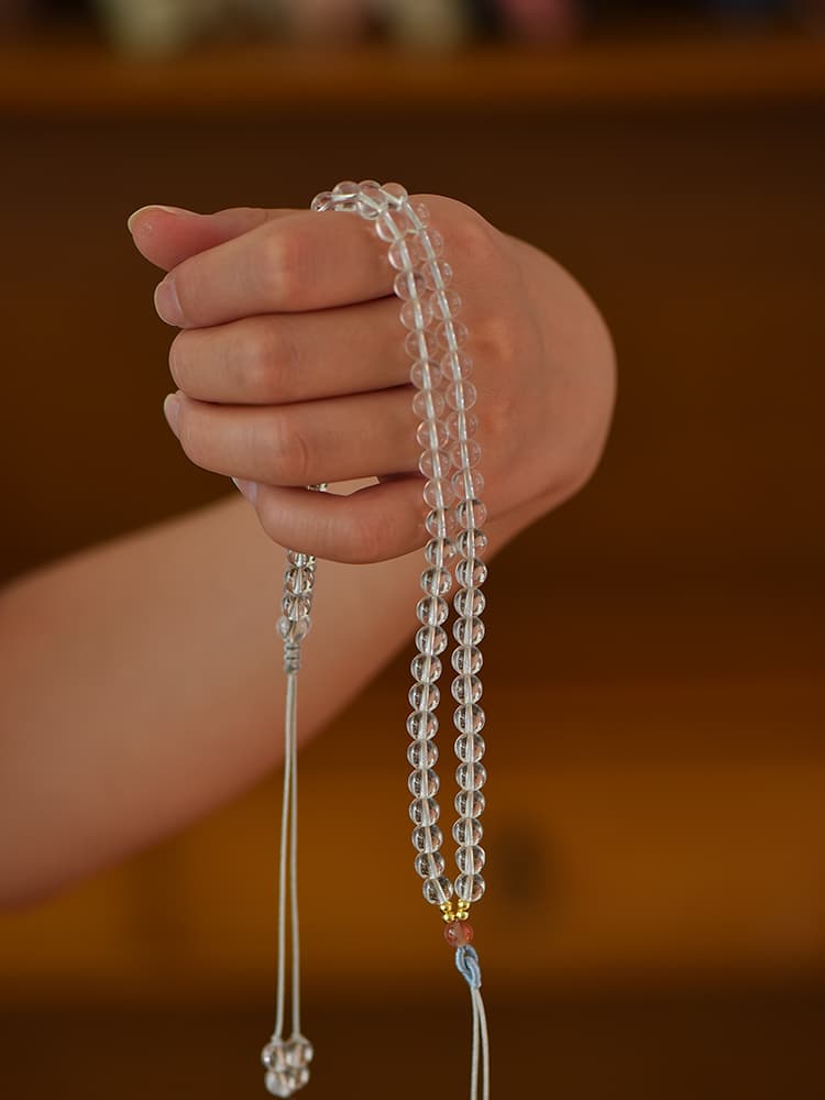 清らかな透明水晶 祈りの念珠ネックレス パワーストーン アクセサリー