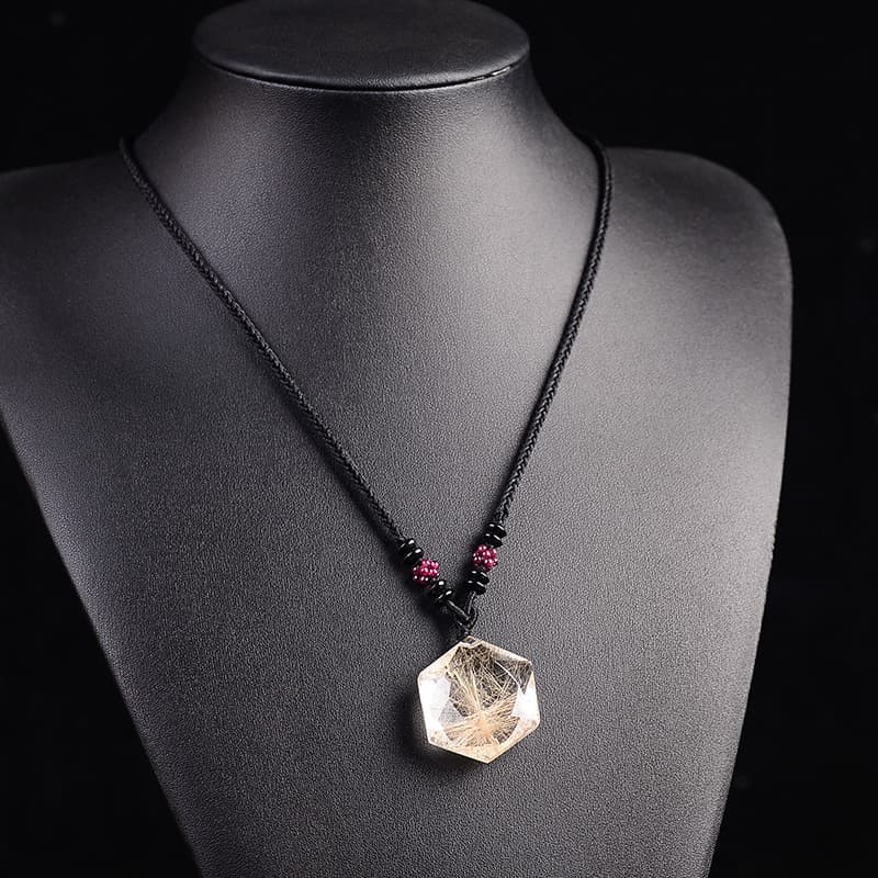 六角水晶 金糸入り天然石ペンダント パワーストーン アクセサリー