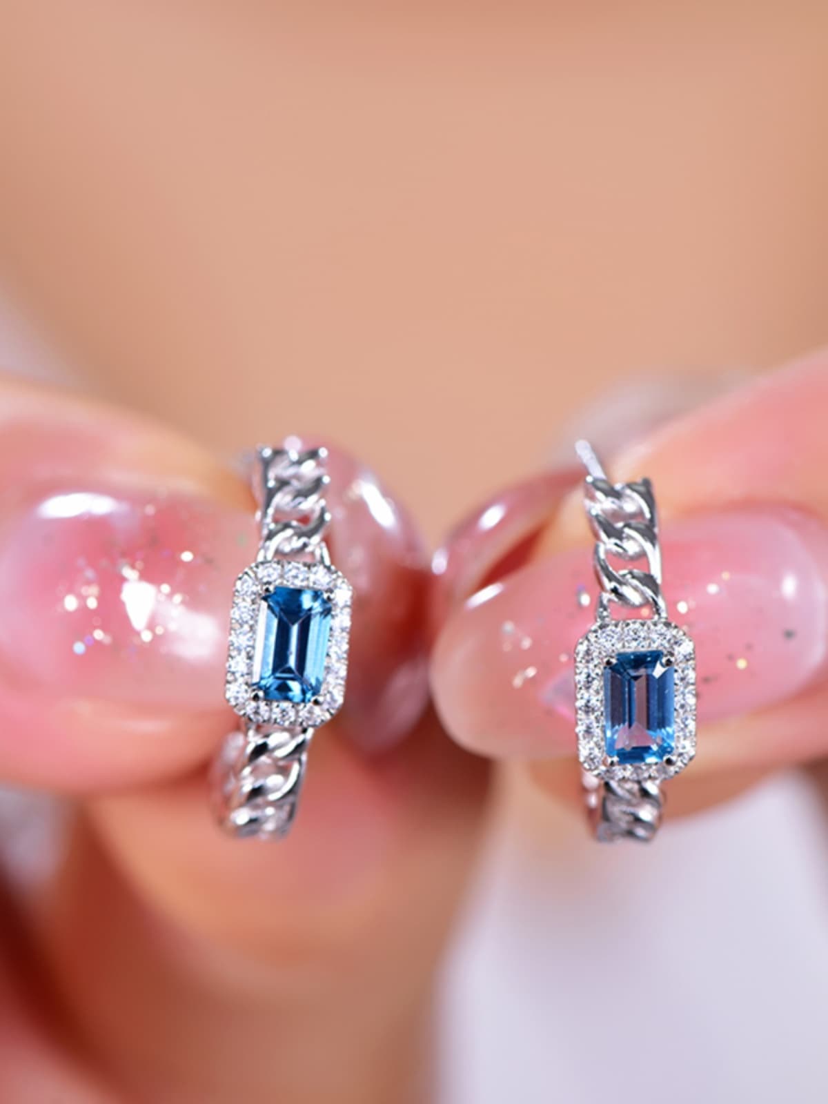 天空の輝き 鎖模様リング パワーストーン アクセサリー