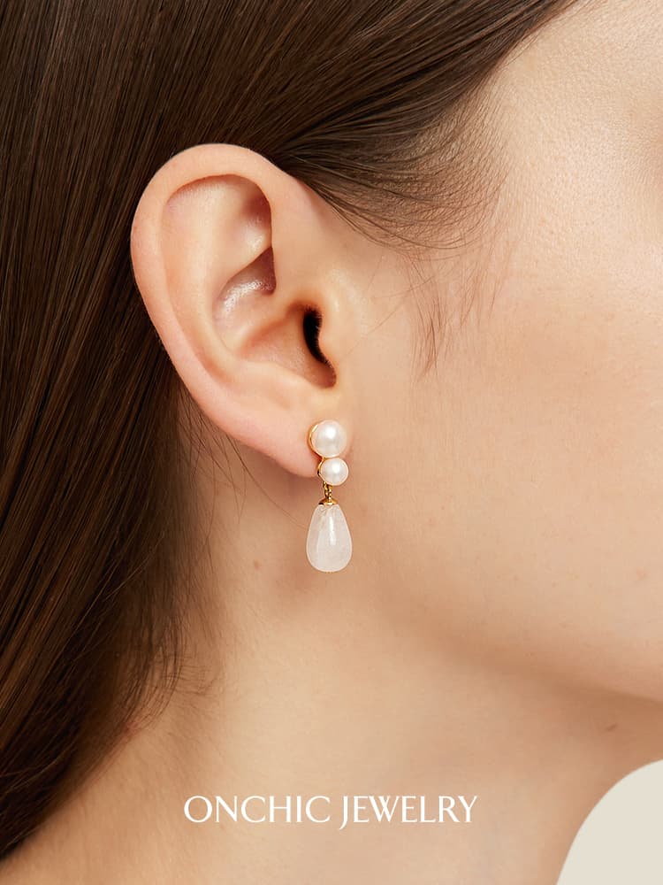 二連真珠のしずくピアス パワーストーン アクセサリー