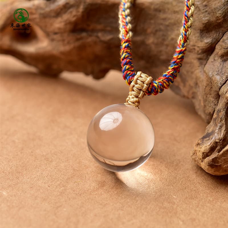 天然水晶 球体ペンダント 彩り組紐ネックレス パワーストーン アクセサリー