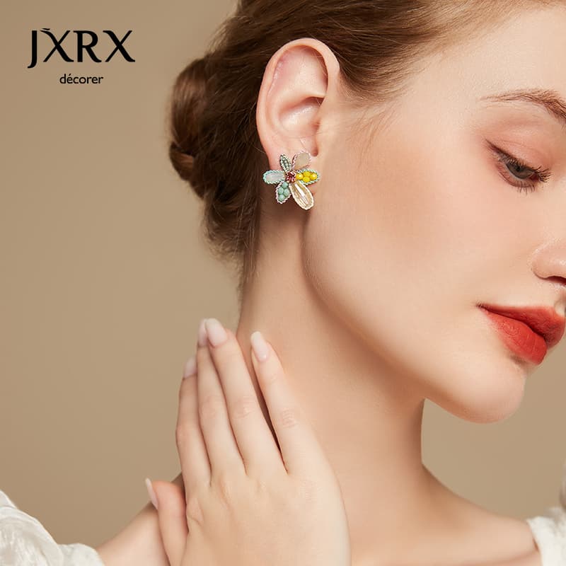花咲く宝石 フローラルイヤリング パワーストーン アクセサリー
