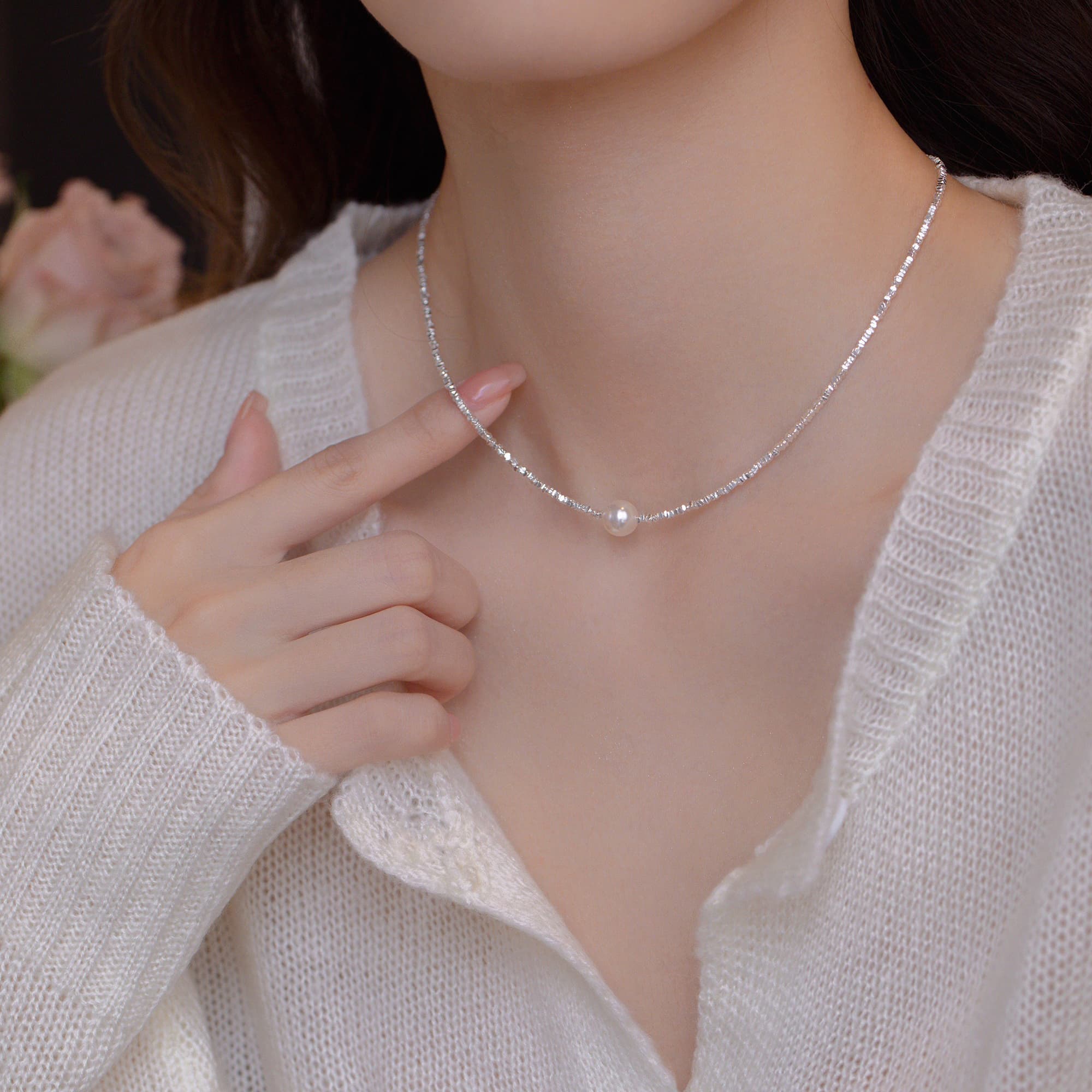 真珠の輝き 幸運を呼ぶ細粒ネックレス パワーストーン アクセサリー