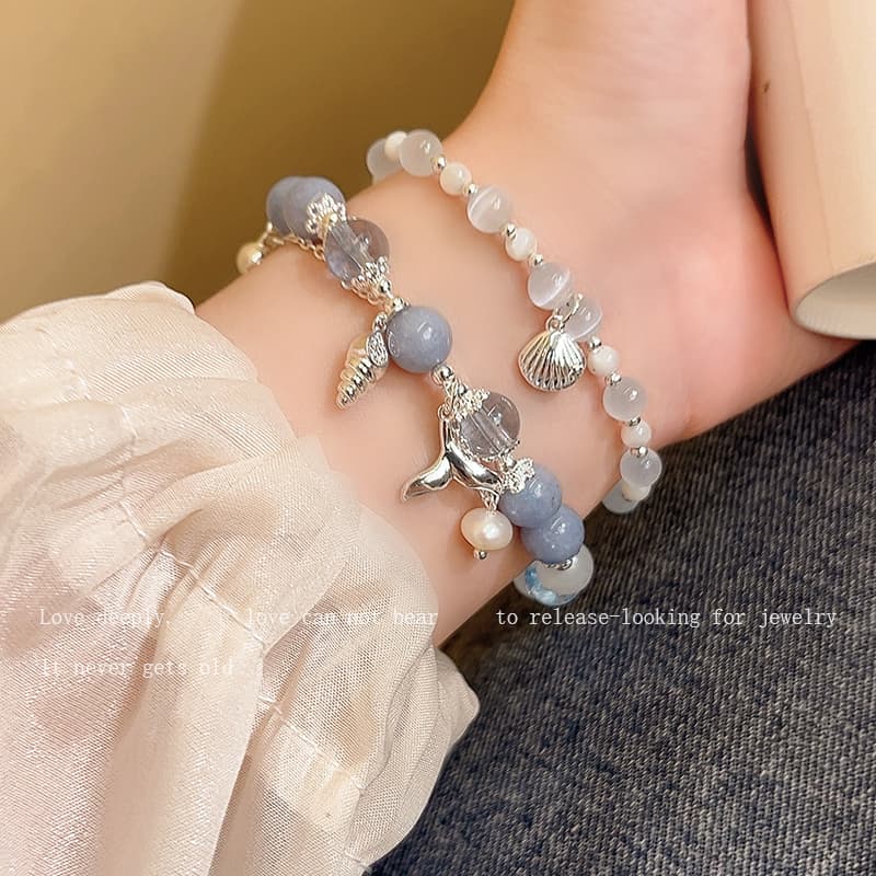 海の恵み 貝殻チャームブレスレット パワーストーン アクセサリー