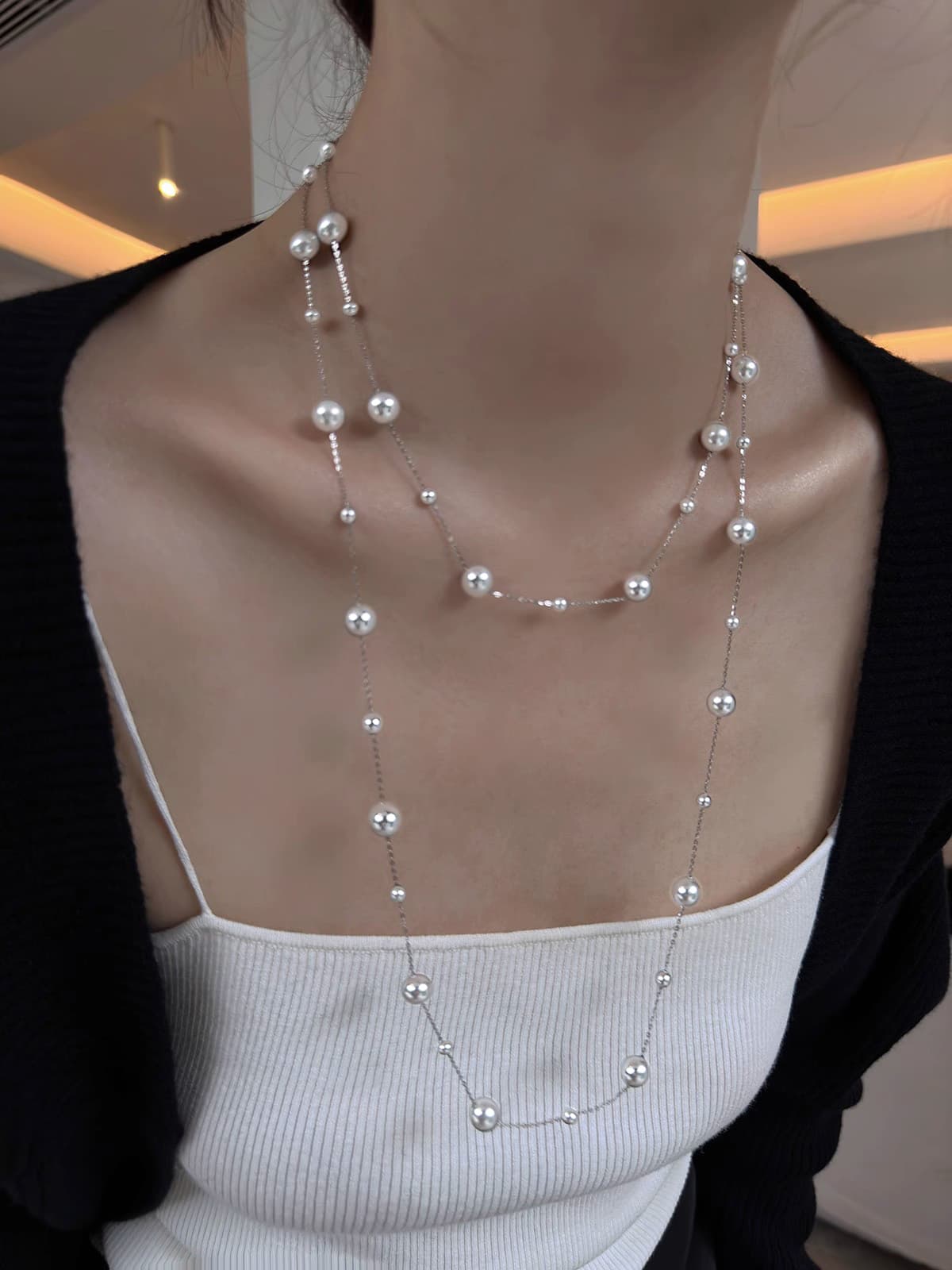 天然石の煌めき 月光ロングネックレス パワーストーン アクセサリー
