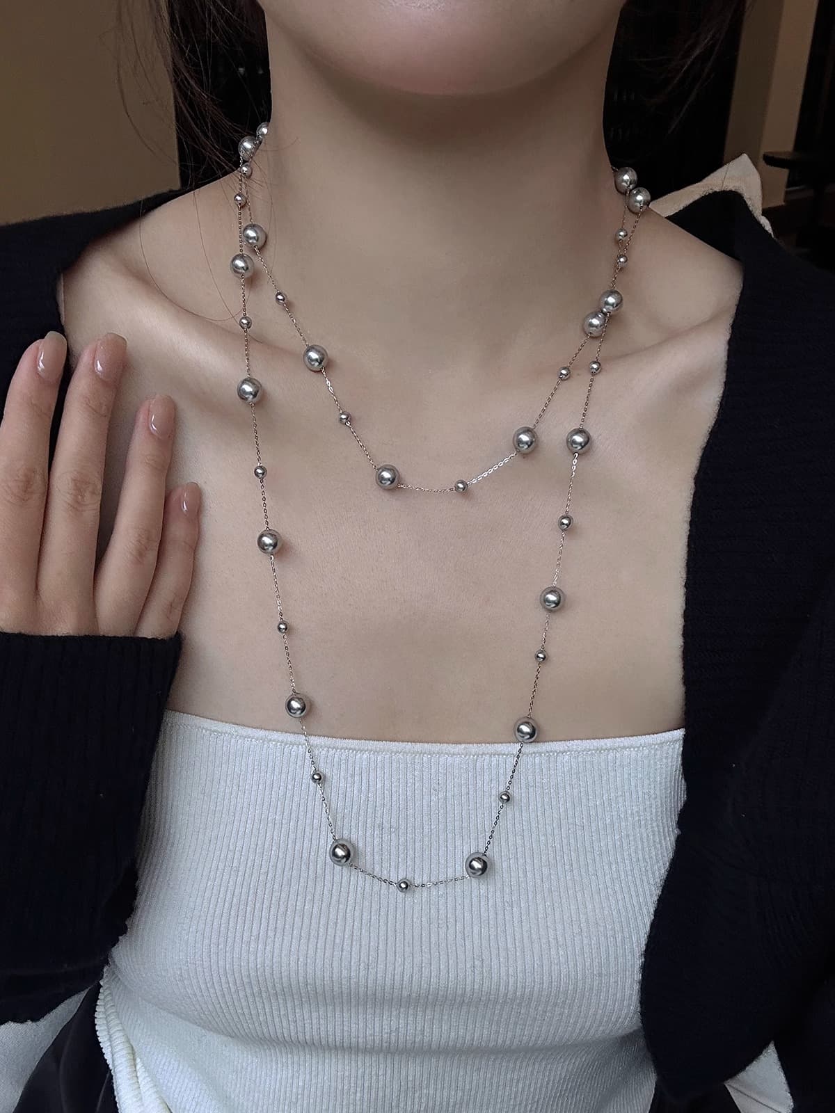 天然石の煌めき 月光ロングネックレス パワーストーン アクセサリー