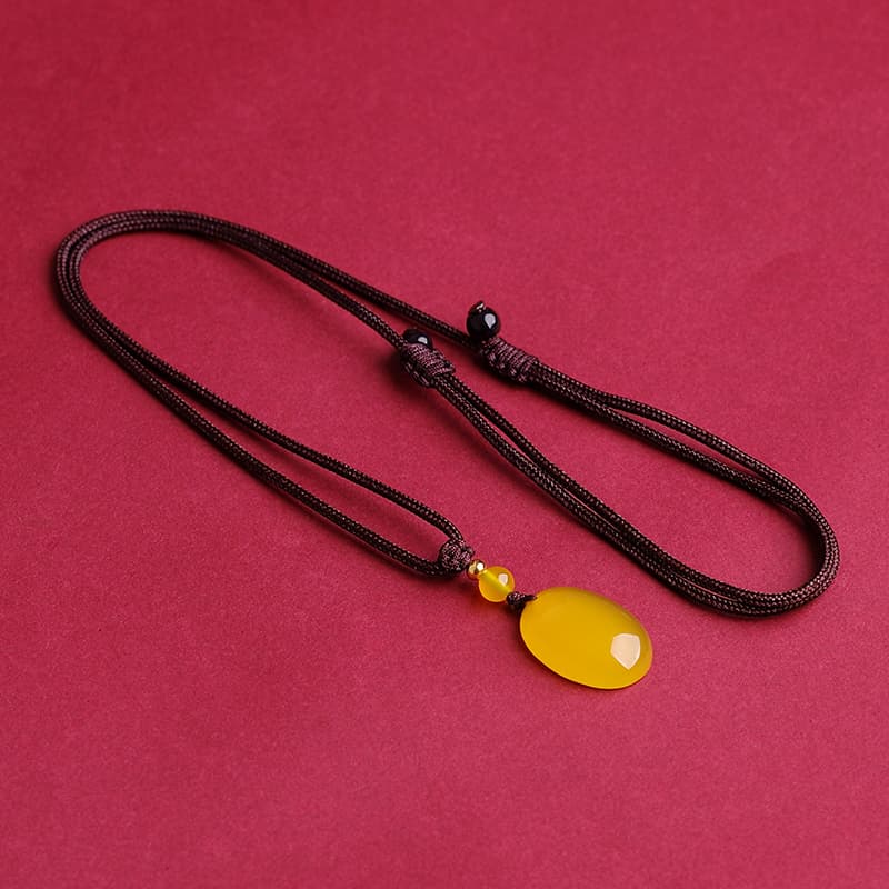 美麗な琥珀色楕円ペンダント 縁結びの輝石パワーストーン アクセサリー