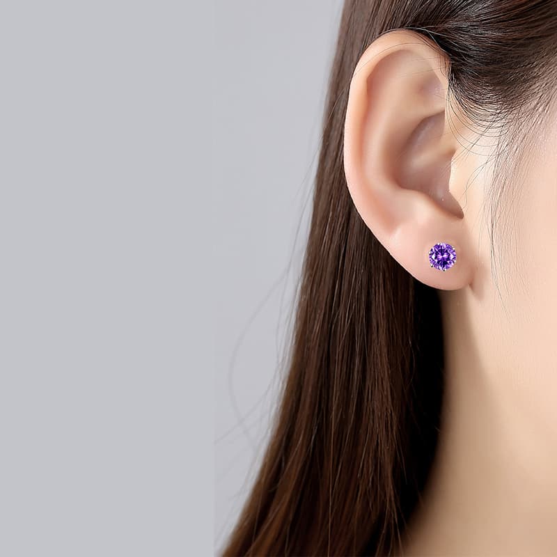 天然紫水晶 六角爪留めピアス パワーストーン アクセサリー