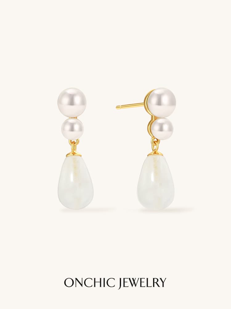 二連真珠のしずくピアス パワーストーン アクセサリー