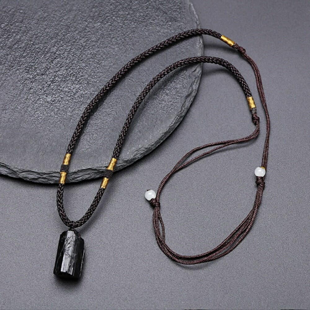 黒トルマリン原石ネックレス 天然石ペンダントパワーストーン アクセサリー