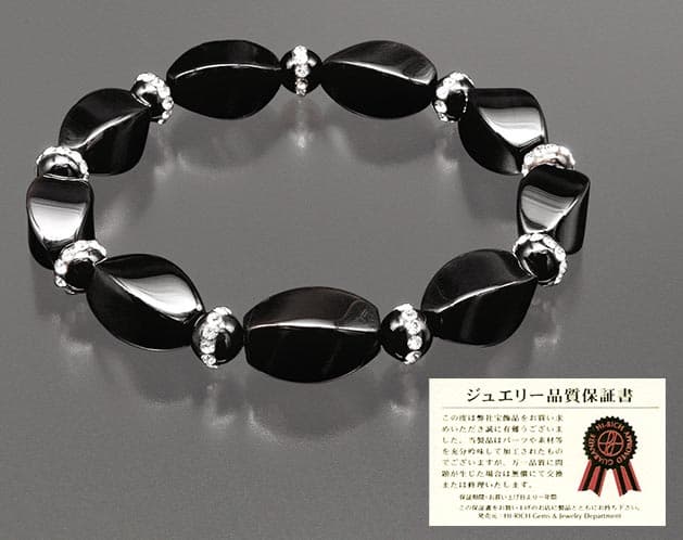 黒オニキス楕円形ブレスレット 魔除け天然石 パワーストーン アクセサリー