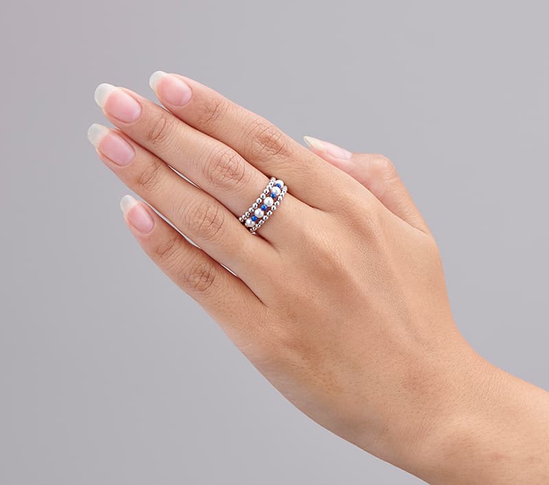 ラピスラズリ貝パール三連ブレスレット パワーストーン アクセサリー