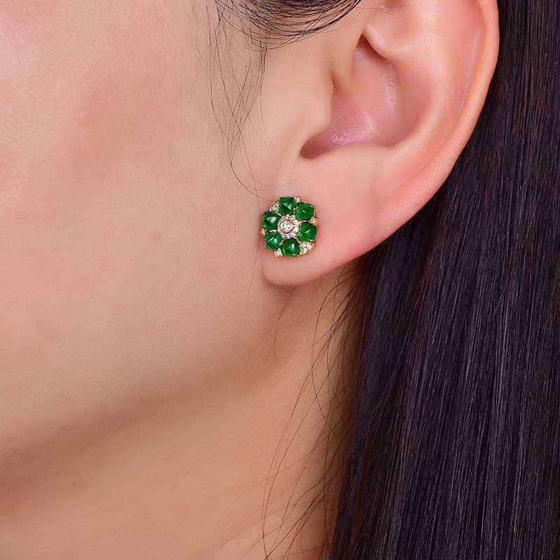 花咲く翠玉 華やかピアス パワーストーン アクセサリー