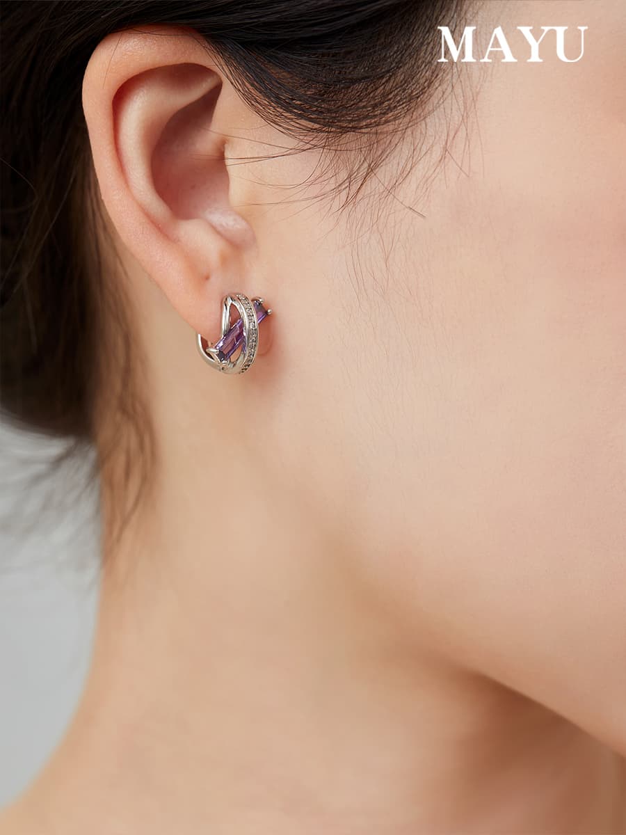 パワーストーン アクセサリー パワーストーン アクセサリー 神秘の交差 紫水晶フープピアス