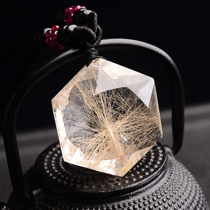 六角水晶 金糸入り天然石ペンダント パワーストーン アクセサリー
