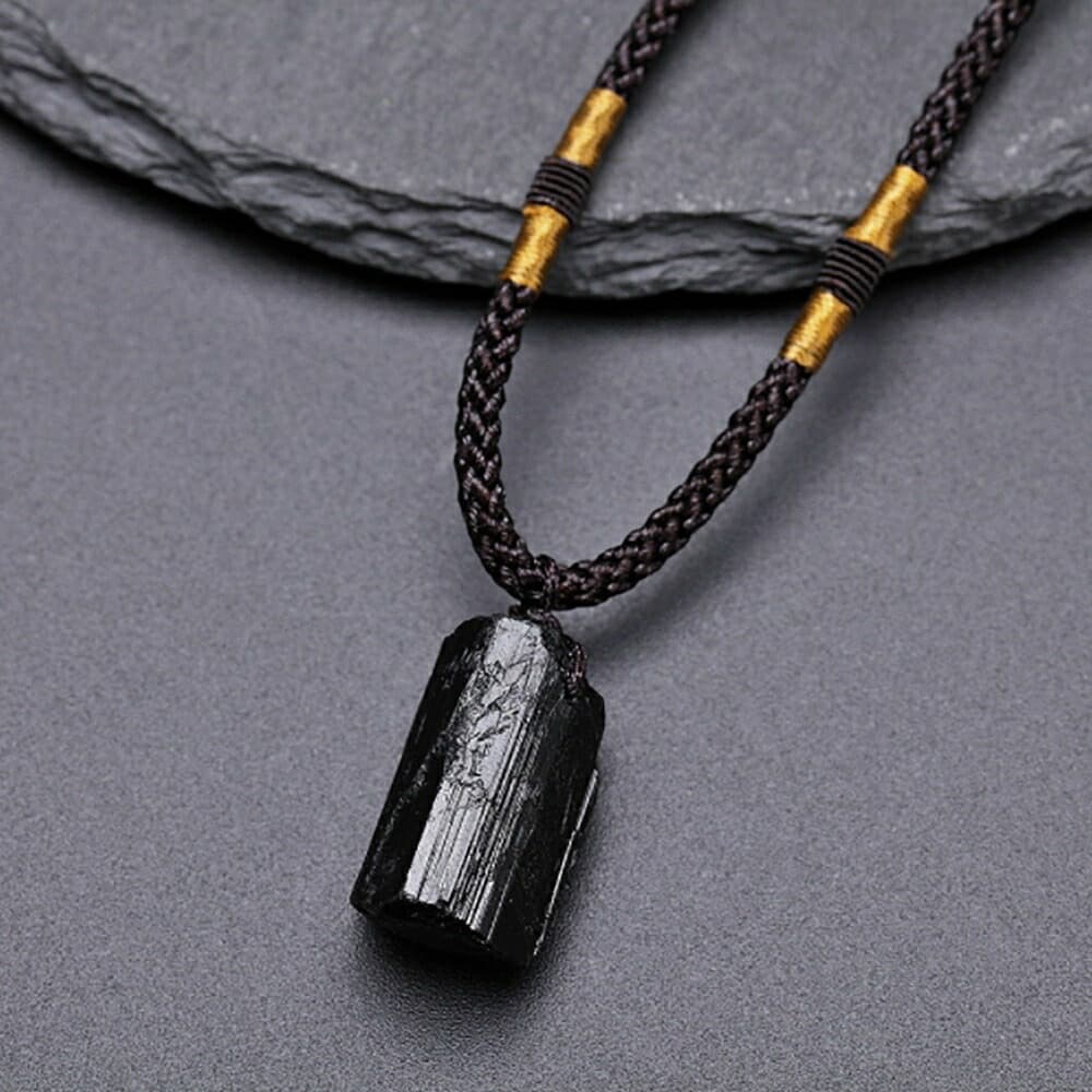 黒トルマリン原石ネックレス 天然石ペンダントパワーストーン アクセサリー
