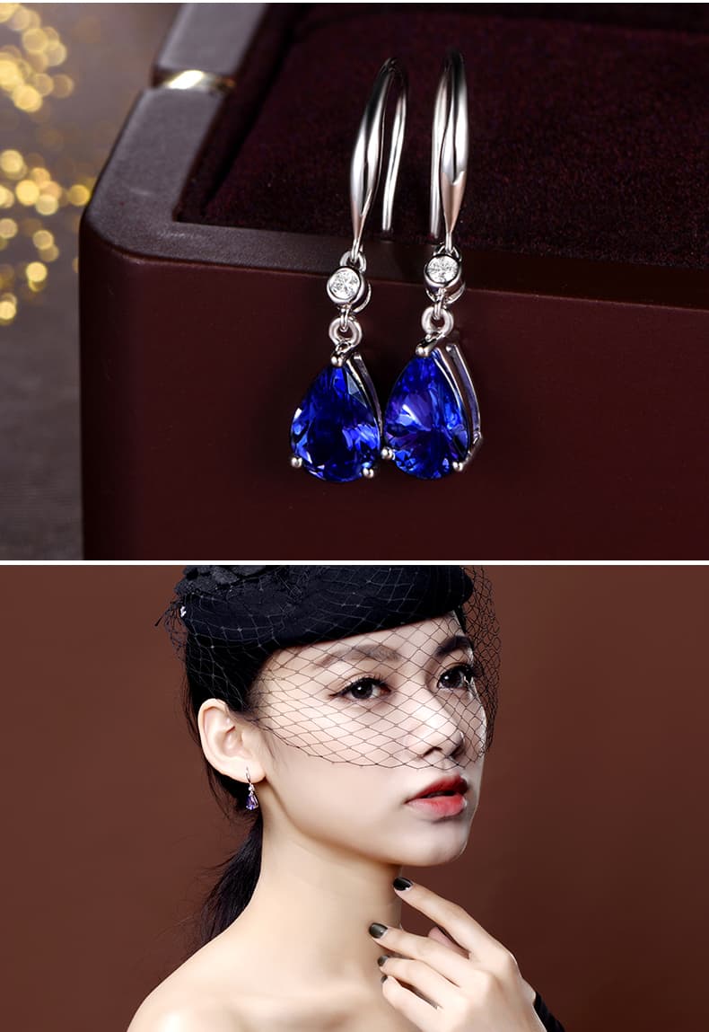 神秘的な輝き しずく型 天然石ピアス(タンザナイト) パワーストーン アクセサリー