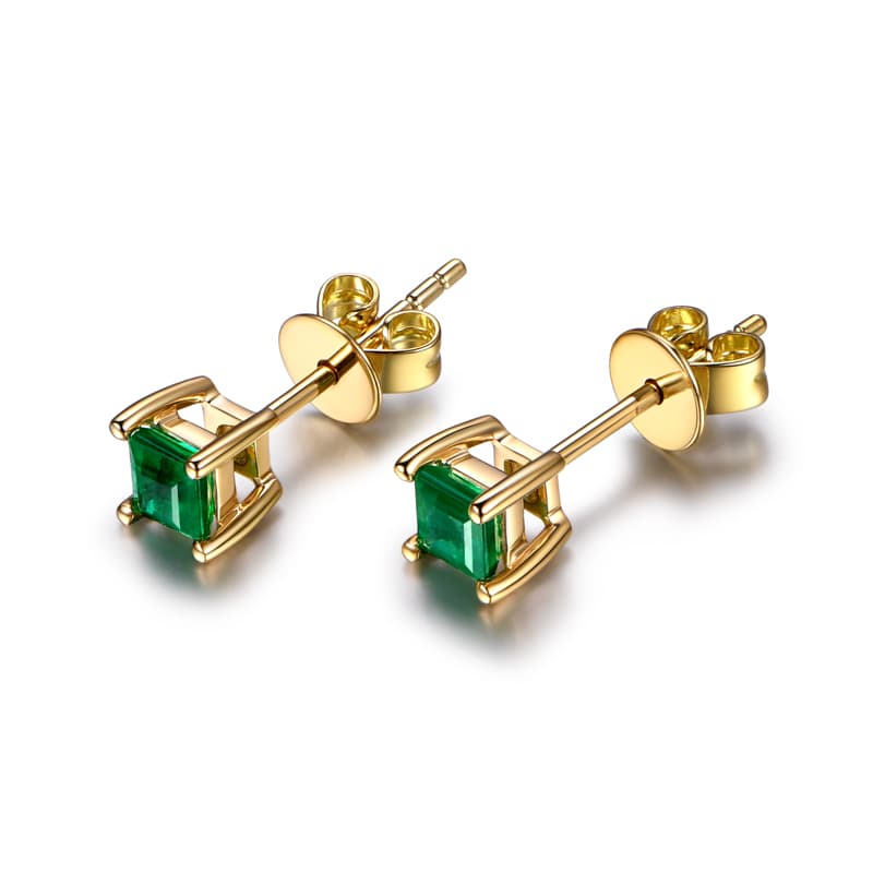 神秘の輝き 四角エメラルドスタッドピアス パワーストーン アクセサリー